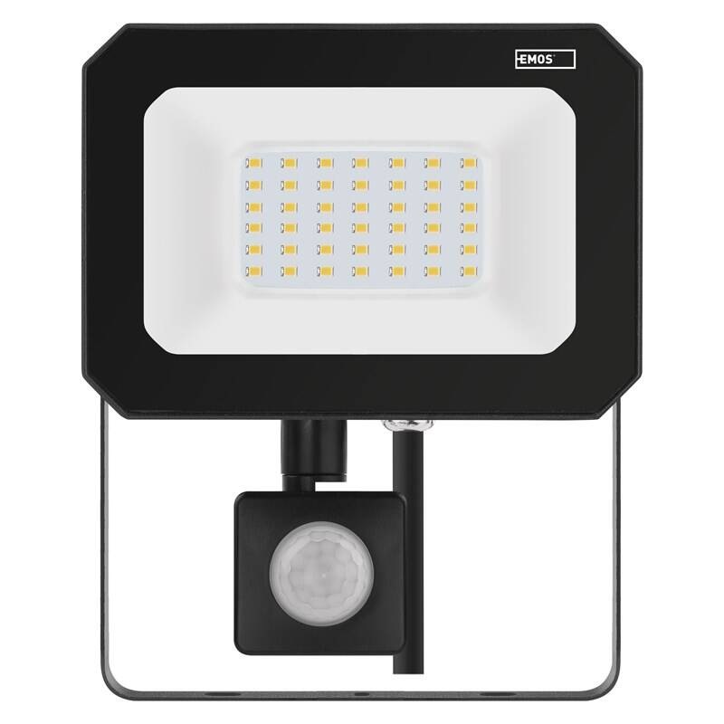 Reflektor EMOS SIMPO 30W 3000LM IP44 NW PIR - čierny