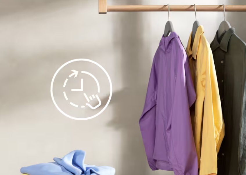Práčka Electrolux SensiCare 600 EWS6426WC biela Košeľa na vešiaku a symbol funkcie Time Manager – hodiny s rukou