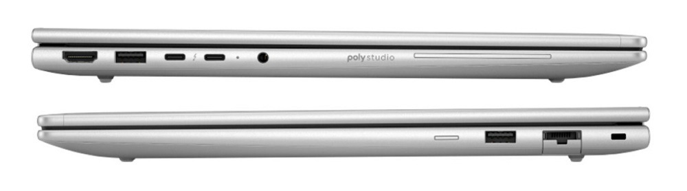 Notebook HP EliteBook 6 G1a 16" strieborný Notebook HP EliteBook 6 G1a z oboch profilov zatvorený