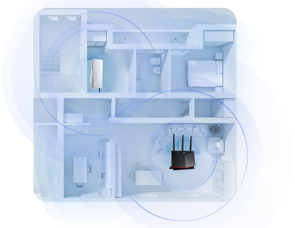 Wi-Fi extender Asus RP-AX58, AX3000 biely Wi-Fi extender Asus RP-AX58, AX3000 biely