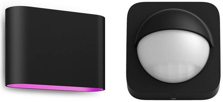 Philips Hue Dymera čierne nástenné svietidlo s farebným svetlom smerom dole