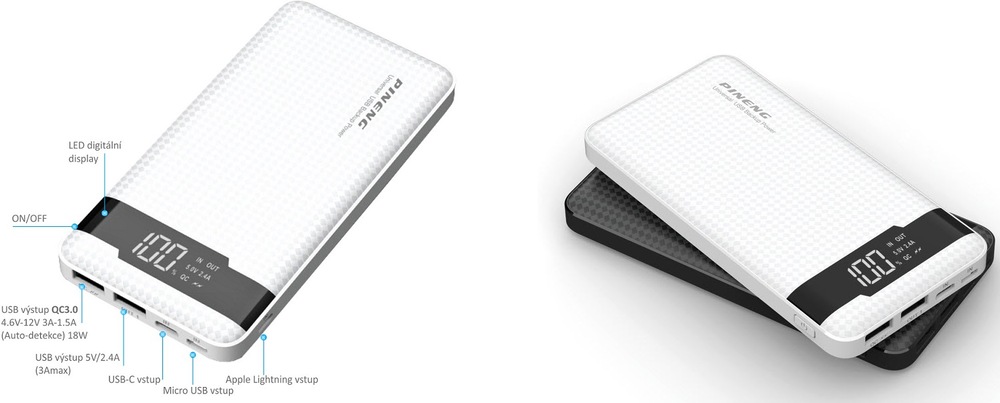 Powerbank Viking 10000mAh QC3.0, USB-C, Lightning čierny Viking PN-962B