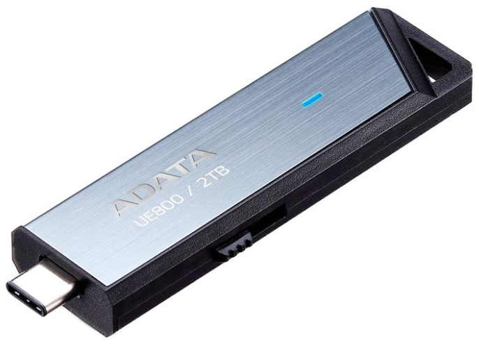 Flash USB ADATA Elite UE800 2TB USB 3.2 - strieborný USB flash disk s výsuvným USB-C konektorom