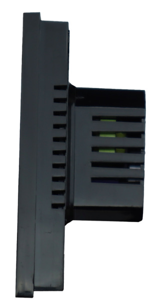 Termostat Elektrobock PT740B-NP WIFI čierny Bočná konštrukcia termostatu Elektrobock PT740B-NP WiFi pre nástennú montáž