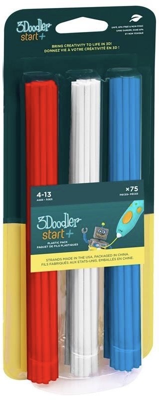 Náplň 3Doodler ECO-PCL pre 3D pero Start+ 75ks biela/červená/modrá