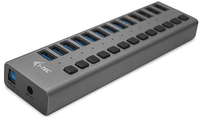 USB Hub i-tec 13x USB 3.0, 60W strieborný
