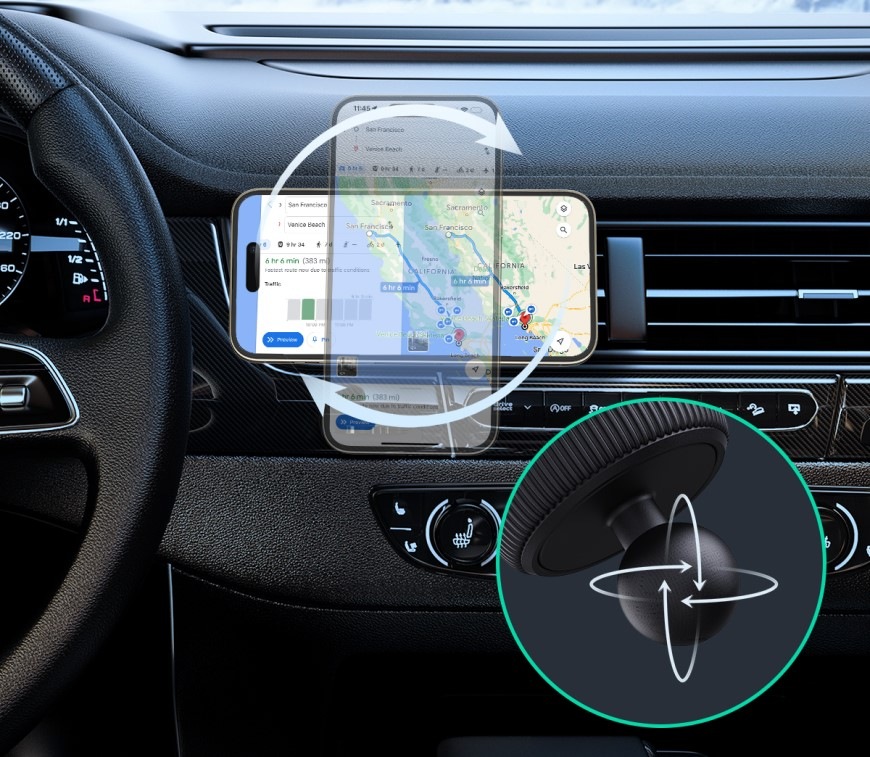 Držiak na mobil Aukey MagFusion Dash Qi sivý Držiak na mobil Aukey MagFusion Dash Qi - šedý