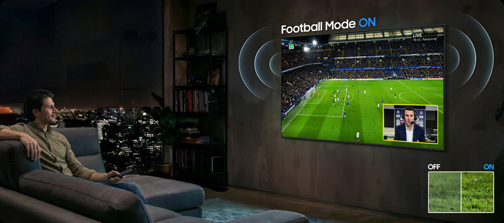 Televízia Samsung sledovanie športu v obývačke