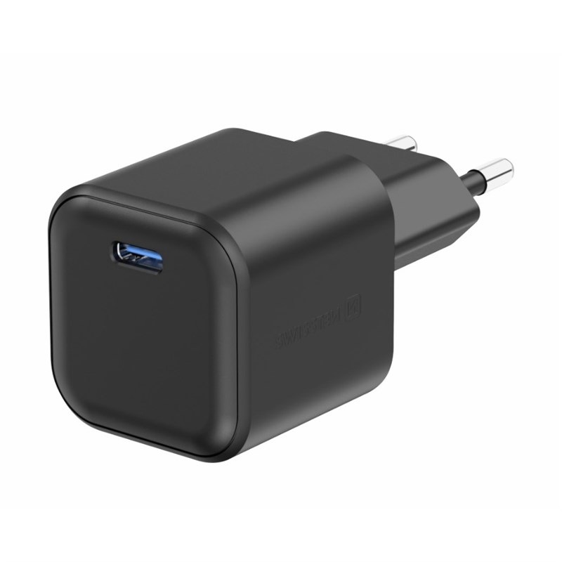 Nabíjačka do siete Swissten GAN 1x USB-C 35W PD čierna