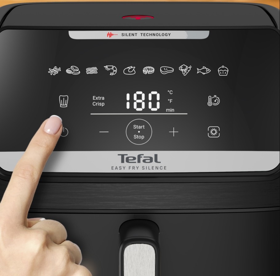 Fritéza teplovzdušná Tefal Easy Fry Silence EY8428E0, 7 l čierna Ovládací panel teplovzdušnej fritézy Tefal EY8428E0 Easy Fry Silence