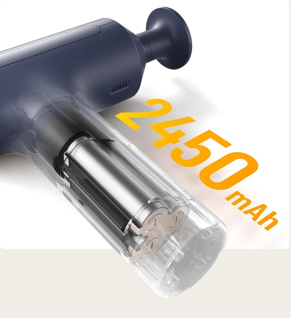Masážna pištoľ Xiaomi Massage Gun 2 čierna Detail kapacity batérie pri Masážnej pištole Xiaomi Massage Gun 2″ width=