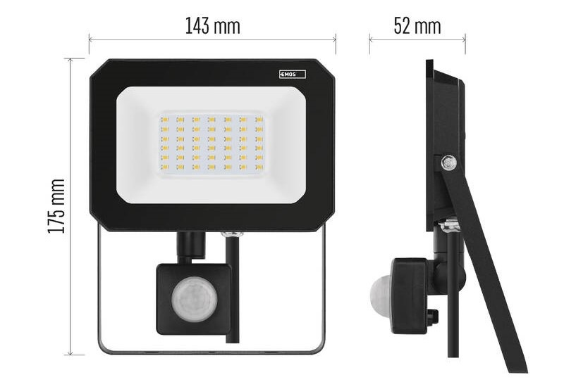 Reflektor EMOS SIMPO 30W 3000LM IP44 NW PIR čierny Reflektor EMOS SIMPO 30W 3000LM IP44 NW PIR - čierny