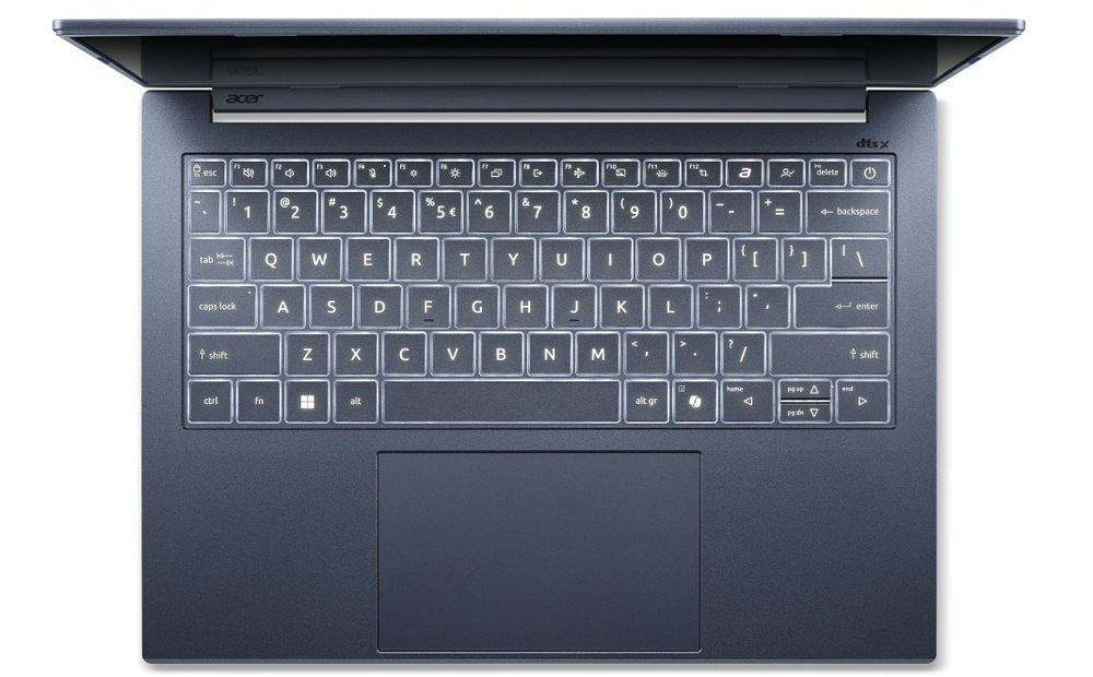 Notebook Acer Aspire 14 AI (A14-11M-X6R7) modrý Klávesnica zhora notebooku Acer Aspire 14 AI (A14-11M-X6R7)