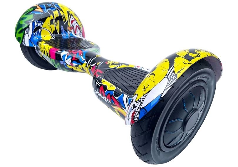 Hoverboard Kolonožka® Roadster graffiti žltá v bočnom pohľade