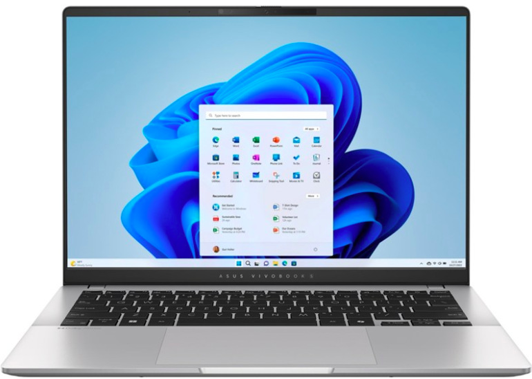 Notebook ASUS Vivobook S14 Intel Core Ultra 7 256V, 14″, strieborný, z prednej strany