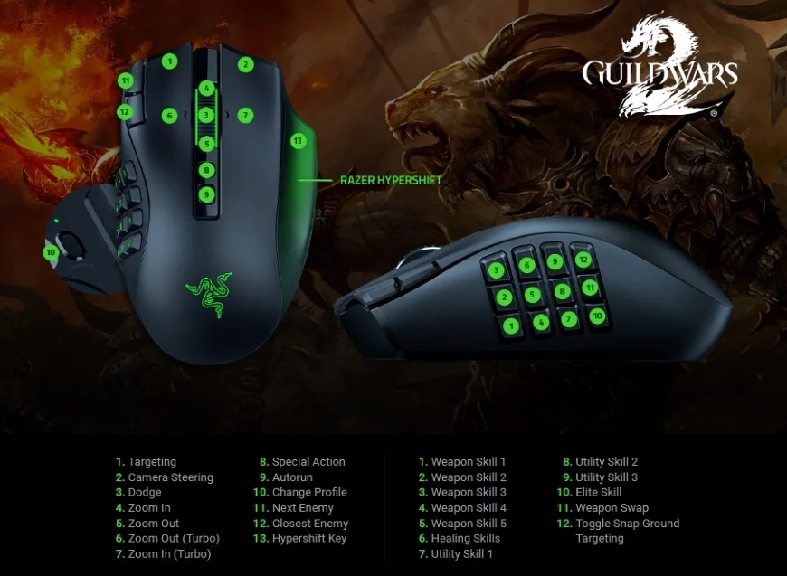 Rozloženie programovateľných tlačidiel Razer Naga V3 Pro pre hru Guild Wars 2″ width=