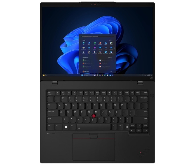 Notebook Lenovo ThinkPad L14 Gen 6 čierny Detail obrázku plne otvoreného notebooku.