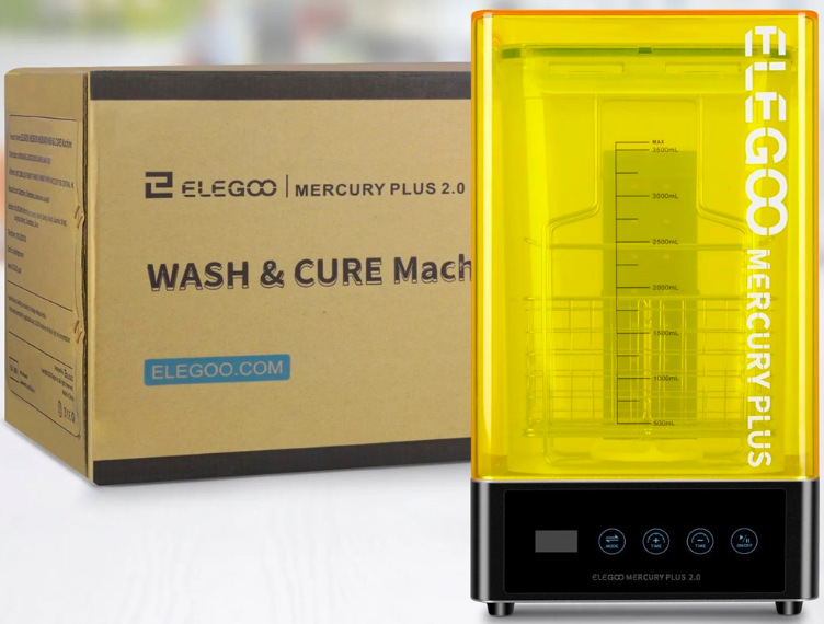 Elegoo Mercury Plus 2.0 s umývacou nádobou umiestnenou vo vnútri vytvrdzovacej komory