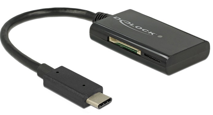 Čítačka pamäťových kariet DeLock USB-C/ SD, micro SD čierna Čítačka pamäťových kariet DeLock USB-C/ SD, micro SD čierna