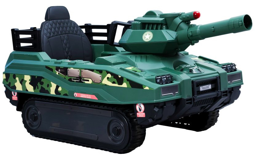 Bočný pohľad na elektrický tank BLUETOUCH s otočnou vežou a sedadlom