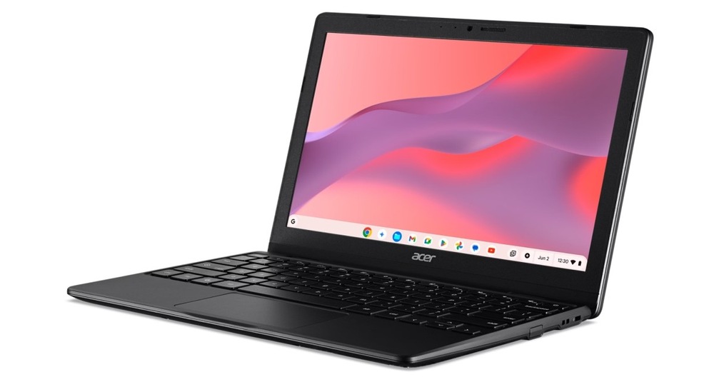 Notebook Acer Chromebook 311 (CBOA311-2H-8125) čierny Otvorený a zapnutý notebook Acer Chromebook 311 (CBOA311-2H-8125) natočený doľava