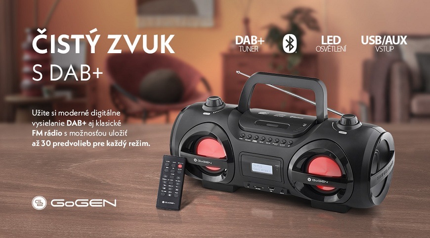 Rádioprijímač DAB+/CD GoGEN CDM 425 BTDAB čierny/strieborný Rádioprijímač GoGEN s DAB+ a CD mechanikou