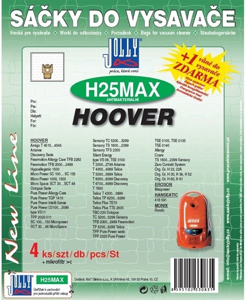 Vrecká do vysávača Jolly H 25 MAX vrecká Hoover pre hygienické vysávanie