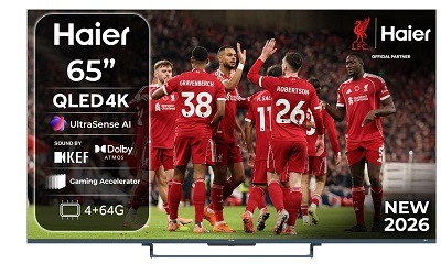 Televízia Haier H65S90GUX s futbalistami na displeji