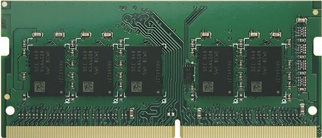 Pamäťový modul SODIMM Synology 8GB DDR4 ECC unbuffered (DS1825+, DS1525+, DS925+, DS725+) Pamäťový modul Synology D4ES03-8G s čipmi Samsung a pripojovacími kontaktmi.