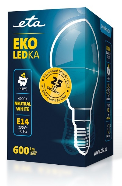 LED žiarovka ETA EKO LEDka mini globe 7W, E14, neutrálna biela žárovka ETAP45W7NW01 LED