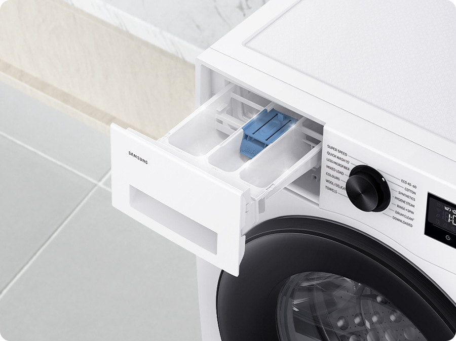 Práčka Samsung WW90DG5G34ABLE čierna Práčka Samsung WW90DG5G34ABLE - zásuvka na prací prostriedok StayClean Drawer