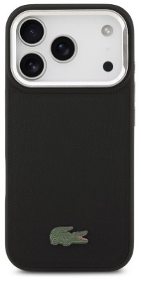 Kryt na mobil Lacoste Iconic Petit Pique Camera Stand MagSafe na Apple iPhone 17 Pro v čiernej farbe