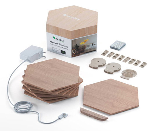 LED svetlo Nanoleaf Elements Hexagons Starter Kit 7ks drevené LED svetlo Nanoleaf Elements Hexagons Starter Kit 7ks drevené