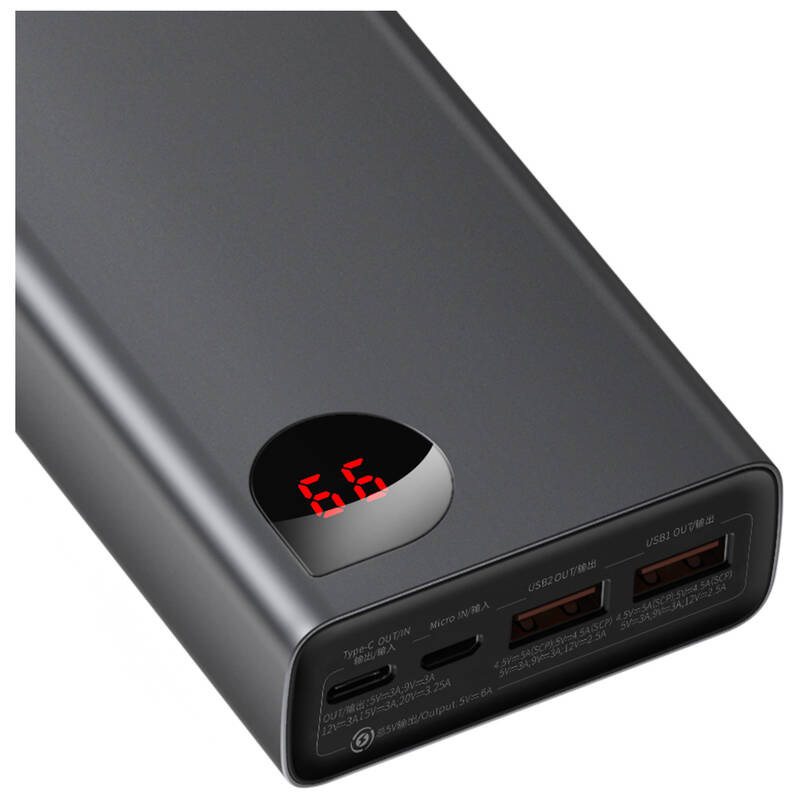 Powerbank Baseus Adaman Metal Adaman Metal s digitálnym displejom QC + PD 20000mAh 65W čierny Baseus Adaman Metal 20 000mAh