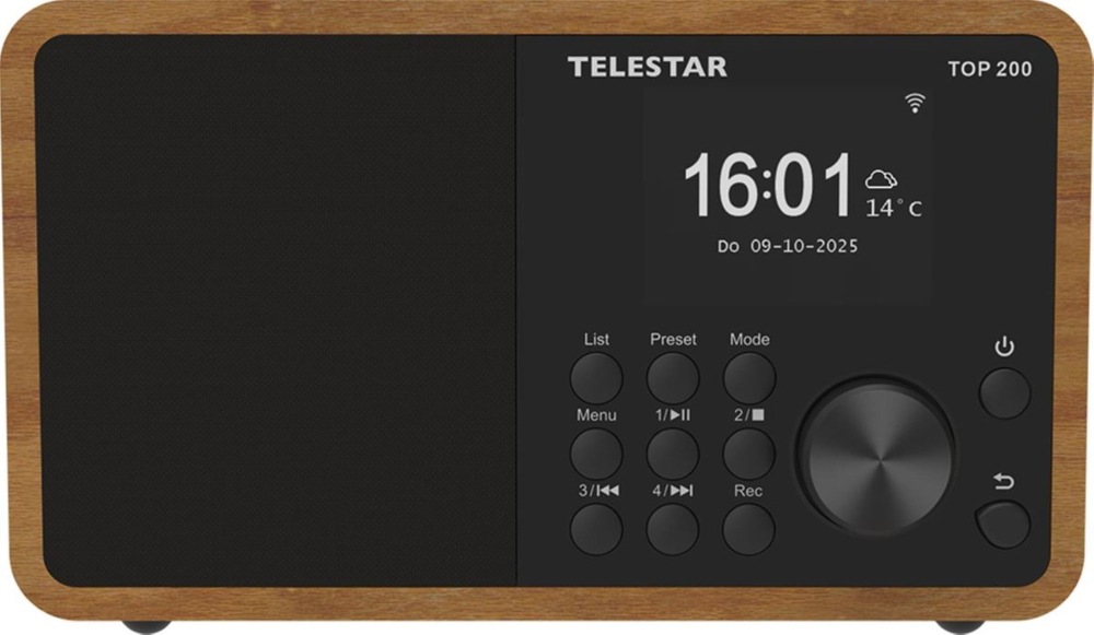 Internetový rádioprijímač s DAB+ Telestar TOP 200 čierny/hnedý Internetové rádio s DAB+ Telestar TOP 200 v prednom pohľade