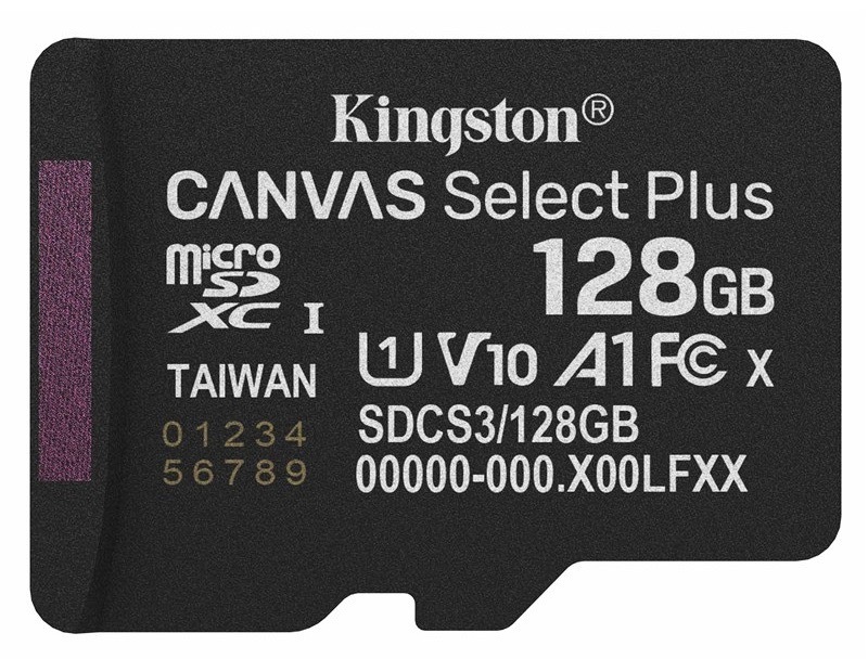 Pamäťová karta Kingston Canvas Select Plus MicroSDXC 128GB UHS-I U1 (R150/W30) čierna