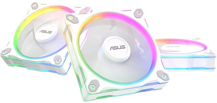 3× ventilátor Asus PRIME MR120 ARGB, biela farba