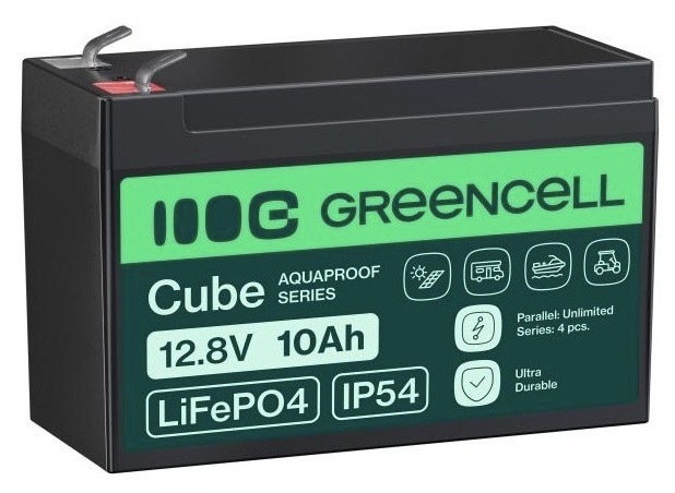 Olovený akumulátor Green Cell s kapacitou 10 Ah, konektory F2