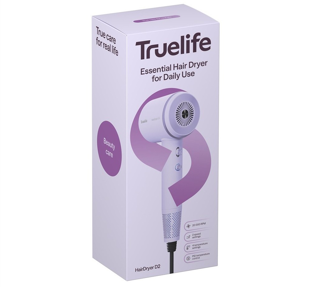 Fén TrueLife HairDryer D2 fialový Fén Truelife HairDryer D2 obsahuje ochranu proti prehriatiu