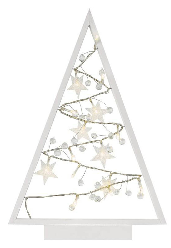 LED dekorácie EMOS 15 LED stromček s ozdobami, 40 cm, 2x AA, vnútorná, teplá biela
