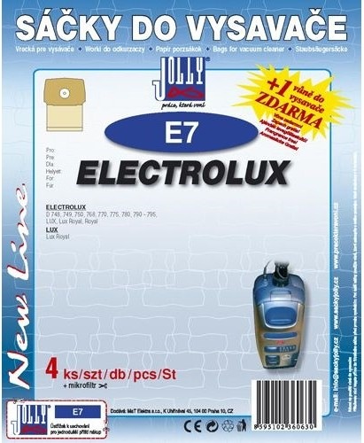 Vrecká do vysávača Jolly E 7 pre vysávače Electrolux radu D a Lux Royal