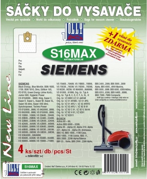 Vrecká do vysávača Jolly MAX S 16 v počte 4 ks v balení