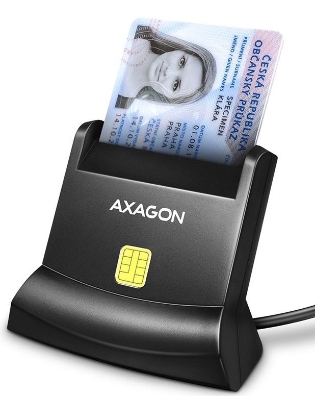 Čítačka eObčianok Axagon USB-A StandReader, 1,3m čierna