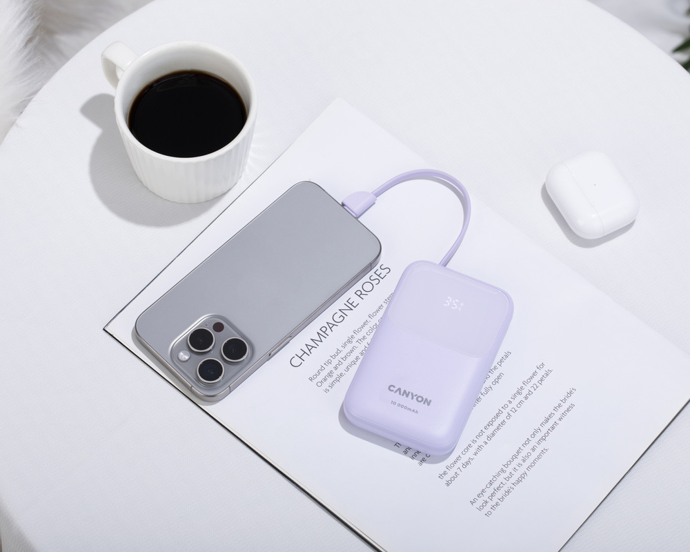 Powerbank Canyon OnPower 101 PD22,5W 10 000 mAh fialový