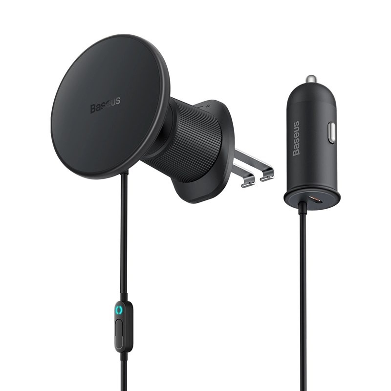 Držiak na mobil Baseus do ventilačnej mriežky s nabíjačkou USB-C 15W+25W čierny