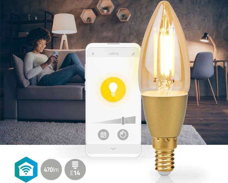 Inteligentná žiarovka Nedis SmartLife sviečka, Wi-Fi, E14, 470 lm, 4.9 W, Teplá Biela Inteligentná žiarovka Nedis SmartLife sviečka, Wi-Fi, E14, 470 lm, 4.9 W, Teplá Biela