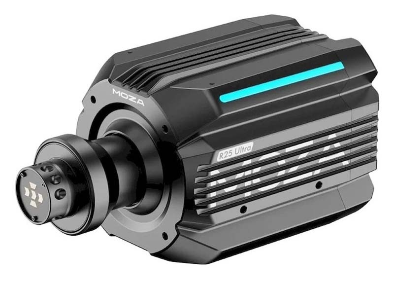 Základňa volantu Moza Racing R25 Ultra Direct Drive s hliníkovým povrchom.