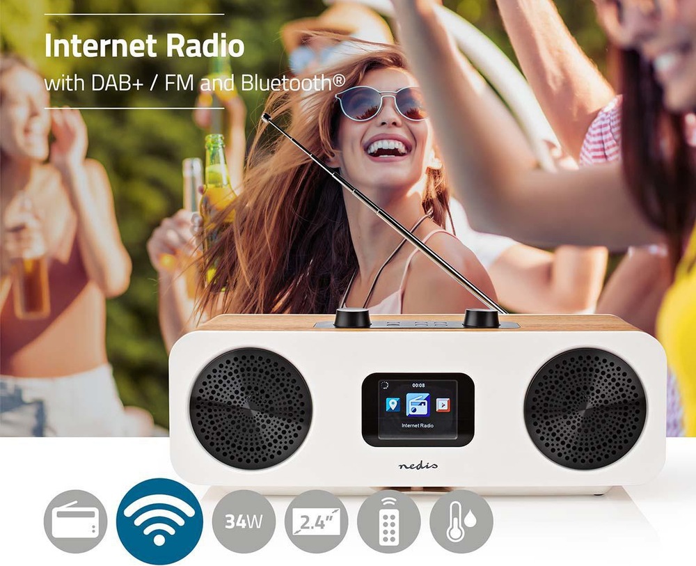 Internetový rádioprijímač s DAB+ Nedis RDIN2500WT biely/drevený Nedis RDIN2500WT