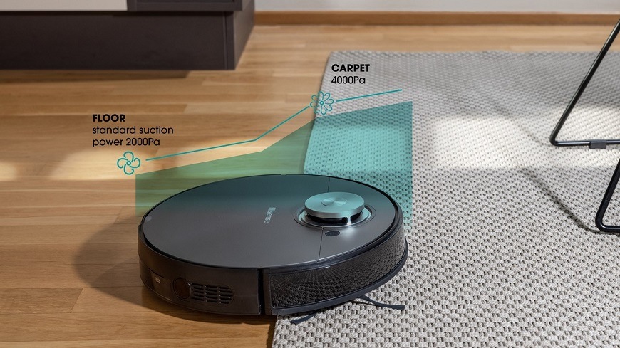 Robotický vysávač Hisense RVCLS144AB, čierny, Detekcia kobercov