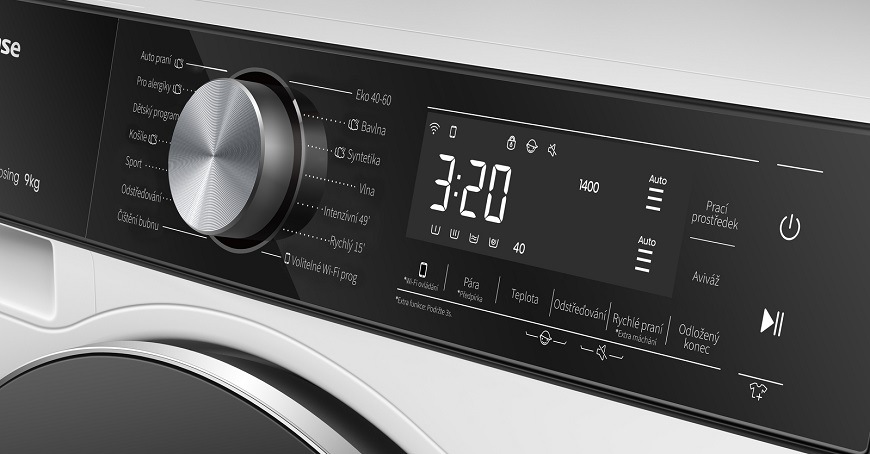 Vopred plnená práčka Hisense WF5S9045BW, biela, LED displej